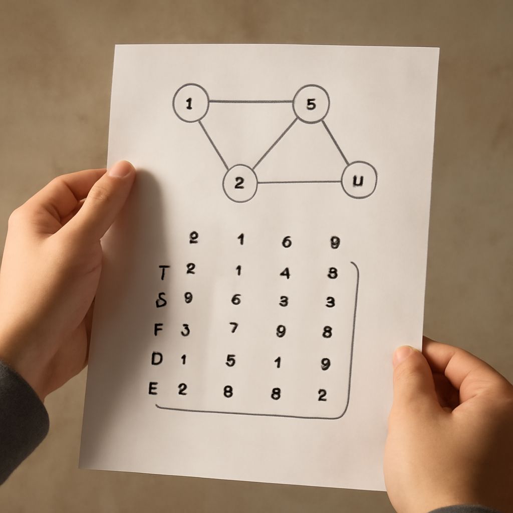 Graph matrix diagram showing fixed vertex rows and columns